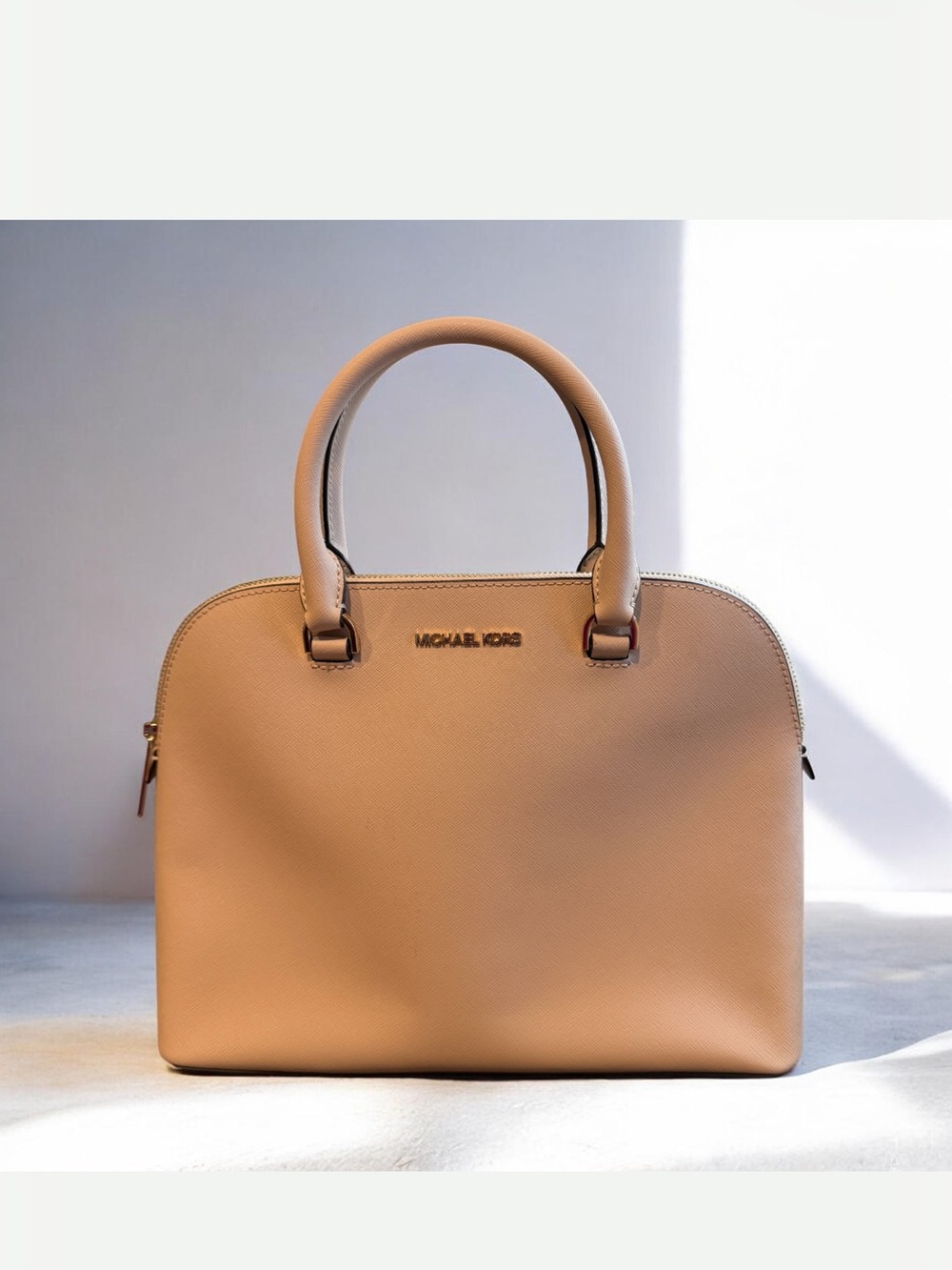 Michael Kors Blush Pink Saffiano Leather Structured Satchel Handbag Gold Hardwar